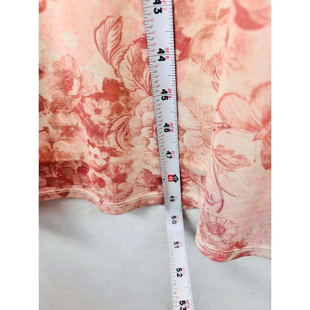 Pink Rose L Floral Maxi Slip Dress Pink Lace Trim Y2K Coquette Cottagecore